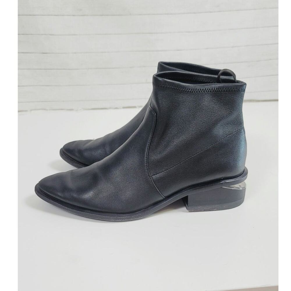 Alexander Wang Kori Cutout Heel Booties in Black Leather, sz 39